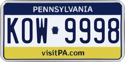 PA license plate KOW9998