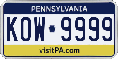 PA license plate KOW9999