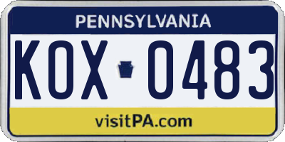 PA license plate KOX0483