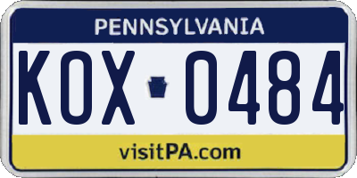 PA license plate KOX0484