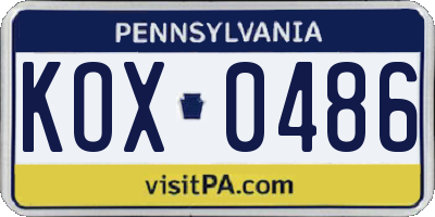 PA license plate KOX0486