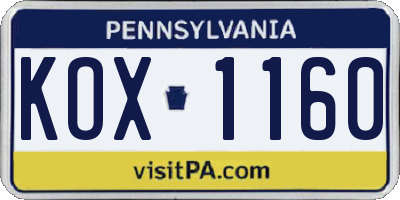 PA license plate KOX1160