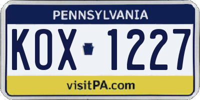 PA license plate KOX1227