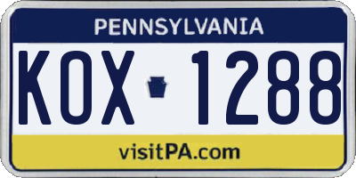 PA license plate KOX1288