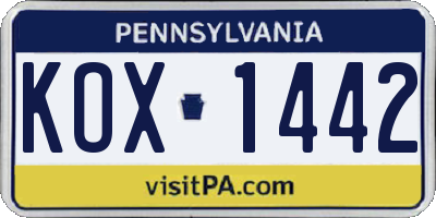 PA license plate KOX1442