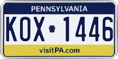 PA license plate KOX1446