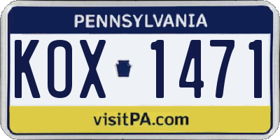 PA license plate KOX1471