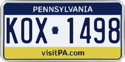 PA license plate KOX1498