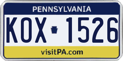 PA license plate KOX1526