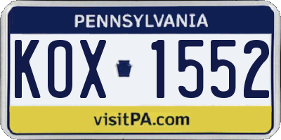 PA license plate KOX1552