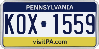 PA license plate KOX1559