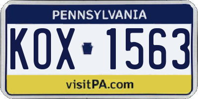 PA license plate KOX1563