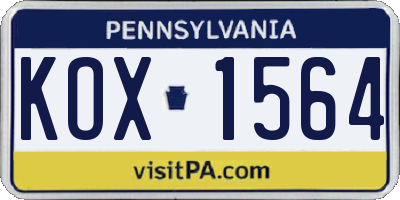 PA license plate KOX1564