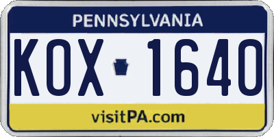 PA license plate KOX1640