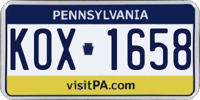 PA license plate KOX1658