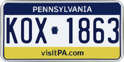PA license plate KOX1863