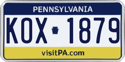 PA license plate KOX1879