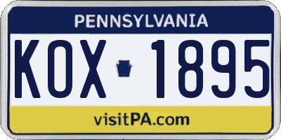 PA license plate KOX1895