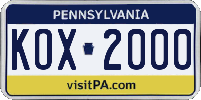 PA license plate KOX2000