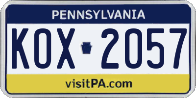 PA license plate KOX2057