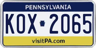 PA license plate KOX2065