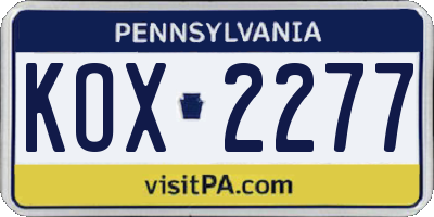 PA license plate KOX2277