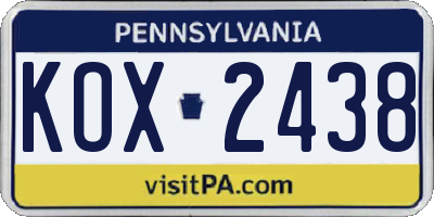 PA license plate KOX2438