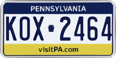 PA license plate KOX2464