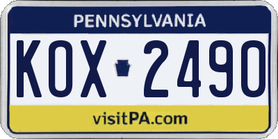 PA license plate KOX2490