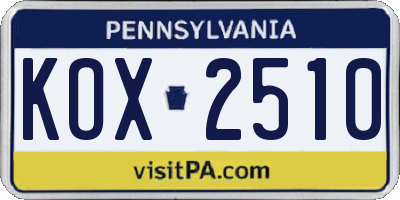PA license plate KOX2510