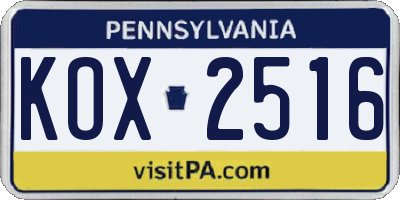 PA license plate KOX2516
