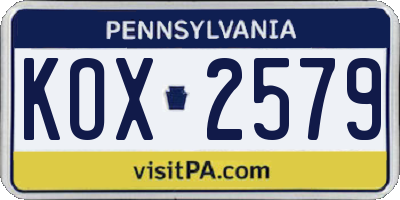 PA license plate KOX2579