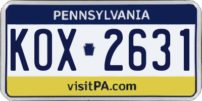 PA license plate KOX2631