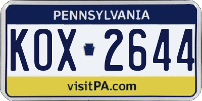 PA license plate KOX2644