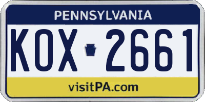 PA license plate KOX2661