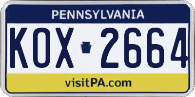 PA license plate KOX2664