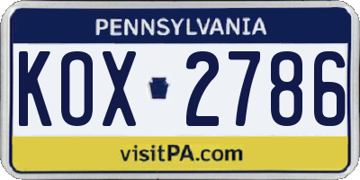 PA license plate KOX2786