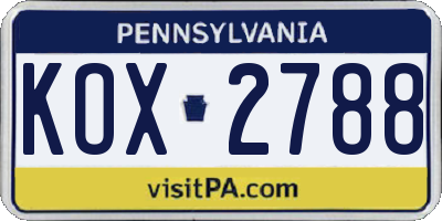 PA license plate KOX2788