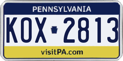 PA license plate KOX2813