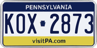 PA license plate KOX2873