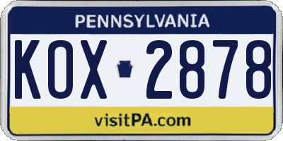 PA license plate KOX2878