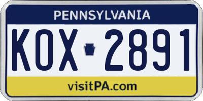 PA license plate KOX2891