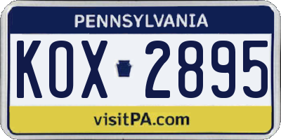 PA license plate KOX2895