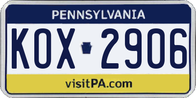 PA license plate KOX2906