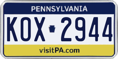 PA license plate KOX2944