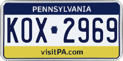 PA license plate KOX2969