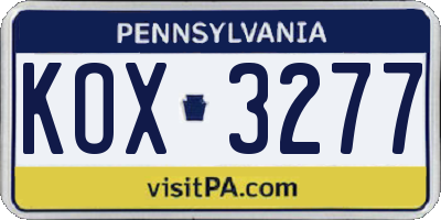 PA license plate KOX3277