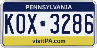 PA license plate KOX3286