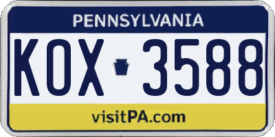 PA license plate KOX3588