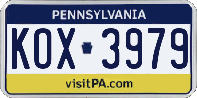 PA license plate KOX3979